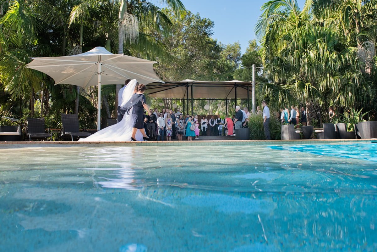 poolside wedding ceremony